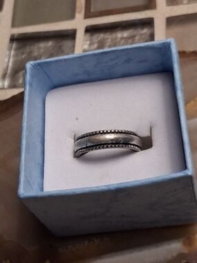 Sterling Silver Two-Band Textured Women's Ring - Silver